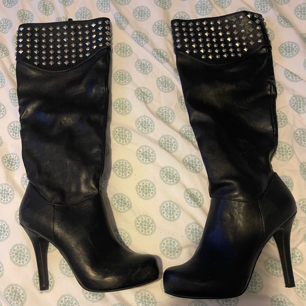 BCBG studded heel boots